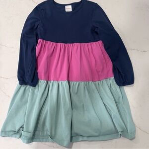 Hanna Andersson Colorblock Long Sleeve Twirl Dress Navy Pink | Size 120 (6–7)